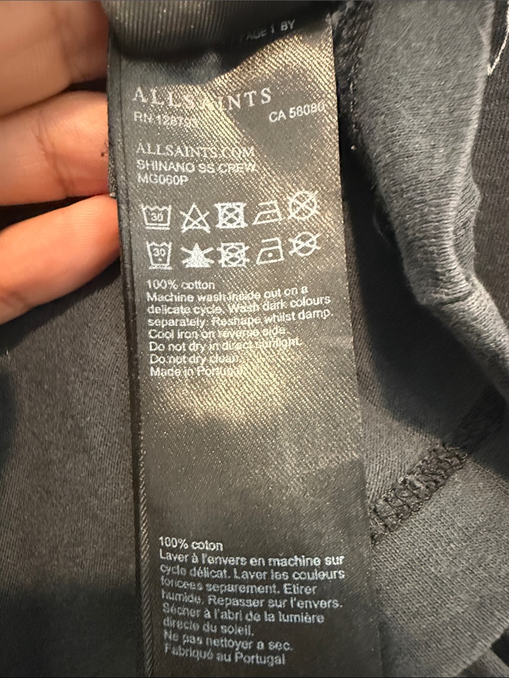 All Saints Men’s Black Graphic Crane T-Shirt - Picture 4 of 4
